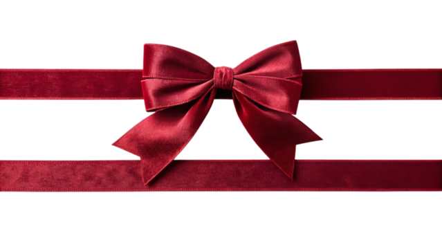 Elegant red satin ribbon bow against a stark black backdrop for luxury gifting and special events