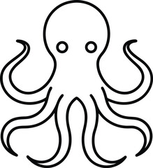 octopus head icon outline vector illustration on transparent background