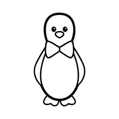 outline penguin with bow tie cartoon 