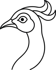 peacock head icon outline vector illustration on transparent background