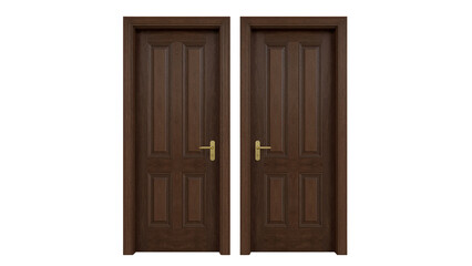 Naklejka premium Elegant wooden doors with gold handles create a welcoming entrance, perfect for interior design projects with a classic aesthetic