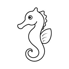 outline seahorse cartoon on white background