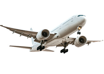 Modern airplane taking off for a flight around the world, symbolizing travel, adventure, and global business connections with sleek white design and powerful engine ready for destination travel