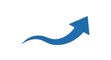 A blue curved arrow pointing upwards suggesting growth and forward movement on a clean white background