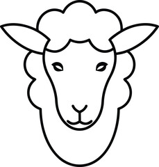 sheep head icon outline vector illustration on transparent background