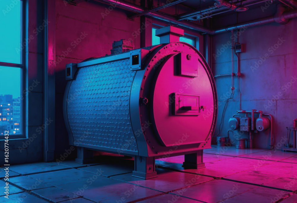 Poster energy-efficient tile kiln with advanced heat recovery system in a modern setting