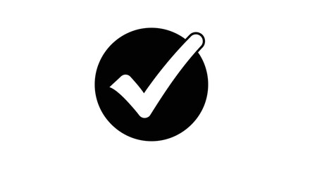 A simple black and white check mark icon inside a circle for approval and task completion