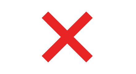 A simple red cross symbol on a white background indicating error cancellation or a wrong choice