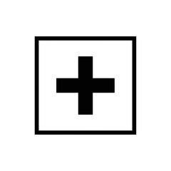 Obraz premium Simple black plus sign inside a square for mathematical addition or positive symbol representation