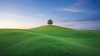 green field and blue sky landscape