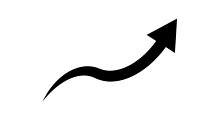A black curved arrow pointing upwards signifies growth success and forward movement on a white background