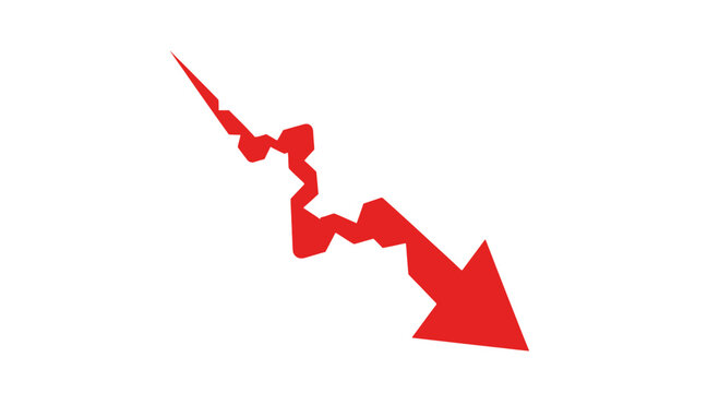 A red arrow pointing downwards against a white background indicating a decline or negative trend