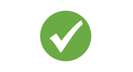 Green check mark symbol isolated on white background, representing approval, success, and correctness