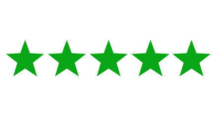 Five green stars arranged in a row representing a top rating or excellent review for service or product