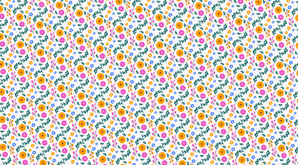 Seamless Vector Floral Pattern with Minimalist Hand-Drawn Flowers and Leaves Elegant Repeating Botanical Background for Fabric, Wallpaper, Textile, and Surface Decoration