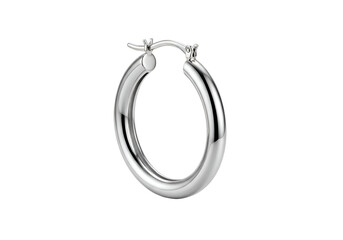 Polished silver hoop earring.