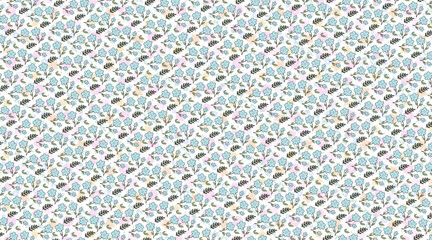 Seamless Vector Floral Pattern with Minimalist Hand-Drawn Flowers and Leaves Elegant Repeating Botanical Background for Fabric, Wallpaper, Textile, and Surface Decoration