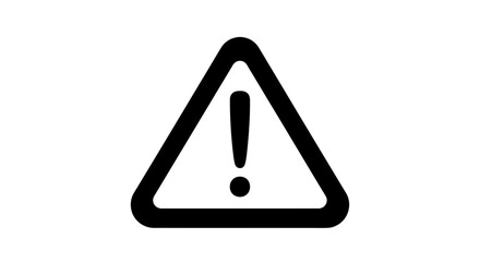Black warning sign with exclamation mark inside a triangle, isolated on white background