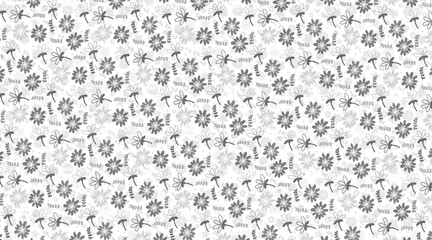 Seamless Vector Floral Pattern with Minimalist Hand-Drawn Flowers and Leaves Elegant Repeating Botanical Background for Fabric, Wallpaper, Textile, and Surface Decoration