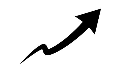 Stylized black arrow pointing upwards indicating growth and positive direction on a white background
