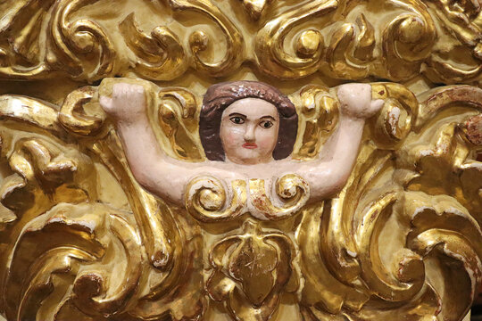 Arte sacro ind&iacute;gena (detalle) Templo San Francisco Acatepec, Puebla, M&eacute;xico.