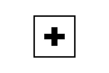 Obraz premium Black plus sign inside a square representing addition and positive mathematical operations for various creative projects