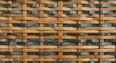Wooden Wicker Fence with Weathered Black Accents for Outdoor Privacy and Garden Decor