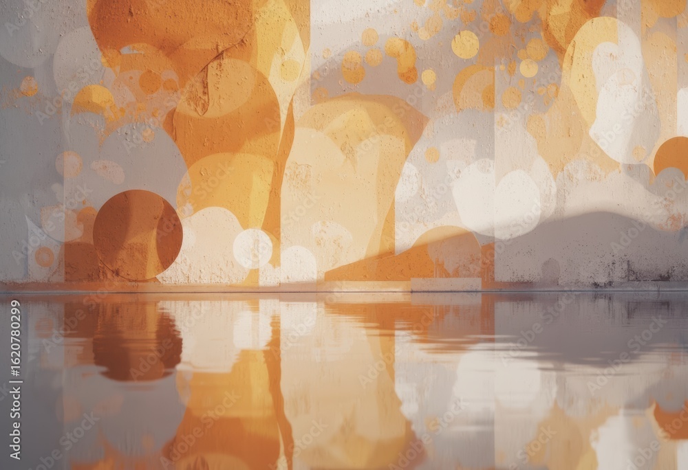 Poster abstract reflection illustration with light bounce patterns in warm tones
