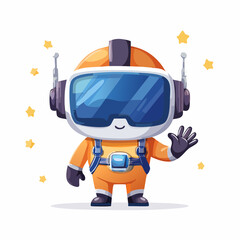 Cute Astronaut Greetings from Space: A charming astronaut in a space helmet and suit waving with a smile, accompanied by a scattering of twinkling stars. 