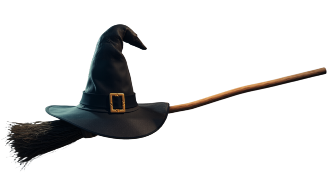 Witch’s Hat and Broom – Iconic Halloween Magic in Moody Light