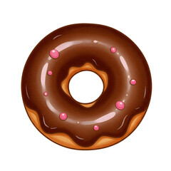 Detailed Hand Drawn Illustration of a Chocolate Frosted Donut