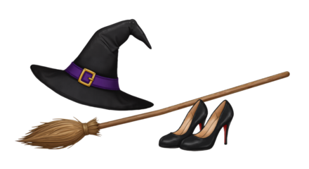 Witch Hat, Shoes, and Broom – Stylish Halloween Magic Combo
