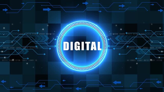 Digital text concept head up display (HUD UI) panel and futuristic technology abstract background internet of things animation concepts.