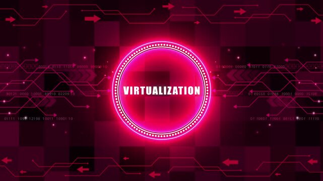 Virtualization text concept head up display (HUD UI) panel and futuristic technology abstract background internet of things animation concepts.