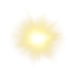 Sun with rays. The effect of bright sunlight.