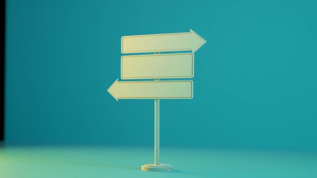 Animated Direction Signpost on Blue Background for Navigation and Information
