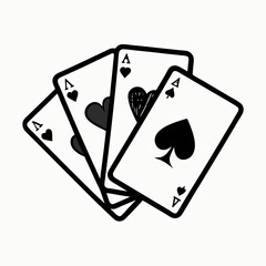 Four aces playing cards in a fan formation