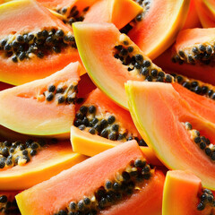 Fresh and tasty papaya slices
