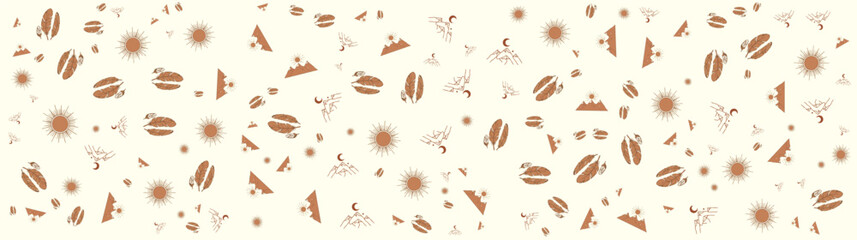 Seamless Scattered Macaron Dessert Pattern. Food and Bakery Themed Background with Abstract Dots for Packaging or Wallpaper.

