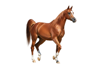 A chestnut horse in profile against a black background.