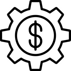 Gear with dollar sign inside symbolizing financial operations and business mechanics