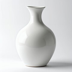 Elegant pear-shaped white ceramic vase with a minimalist design on white background