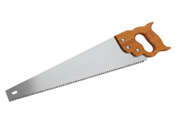A hand saw with a wooden handle.