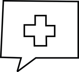 Fototapeta premium Black Outline Speech Bubble with Medical Cross health healthcare