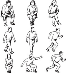 hand drawn sketch people vector set for architecture and landscape design