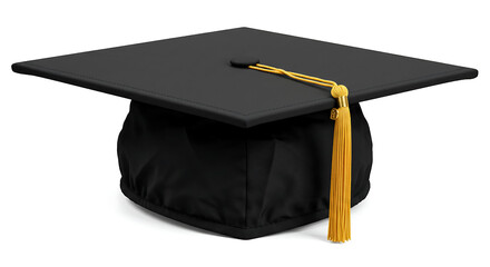 Classic black graduation hat with gold tassel, ideal for academic celebrations, invites, or educational branding
