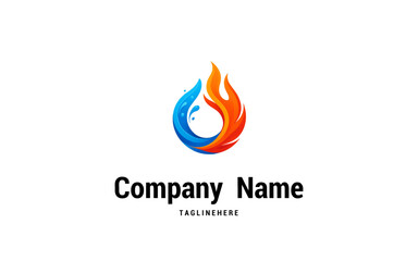 Water and Fire Logo Design  hot and cool water vector logo icon