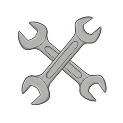Detailed Hand Drawn Illustration of Two Crossed Wrenches or Spanners