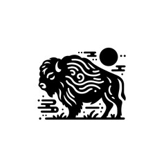 Stylized bison buffalo illustration isolated on white background