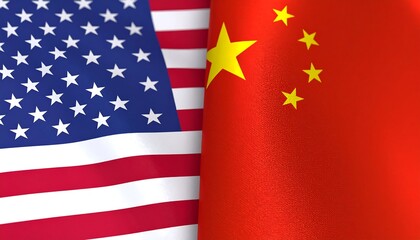 American and Chinese flags side-by-side